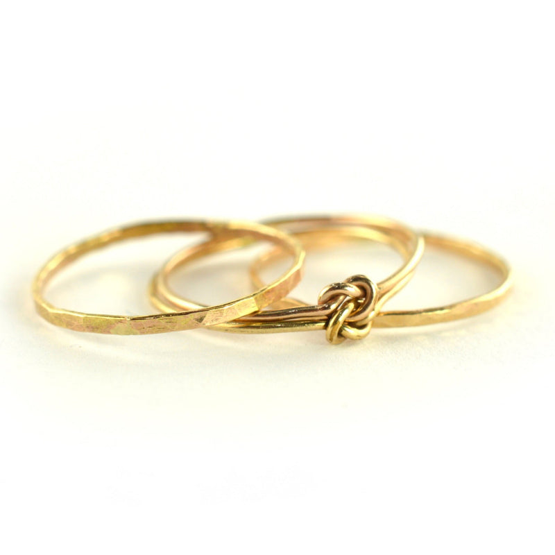 Size 7-7.5 / Gold Double the Love Knot Stacking Ring Set of 3