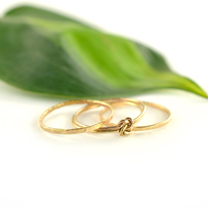 Size 7-7.5 / Gold Double the Love Knot Stacking Ring Set of 3