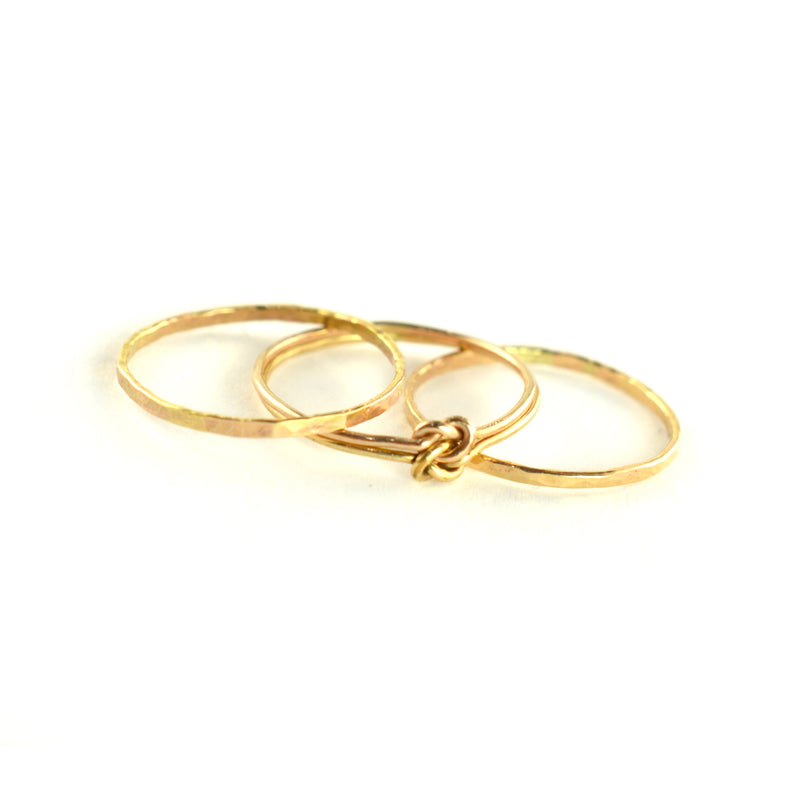 Size 7-7.5 / Gold Double the Love Knot Stacking Ring Set of 3