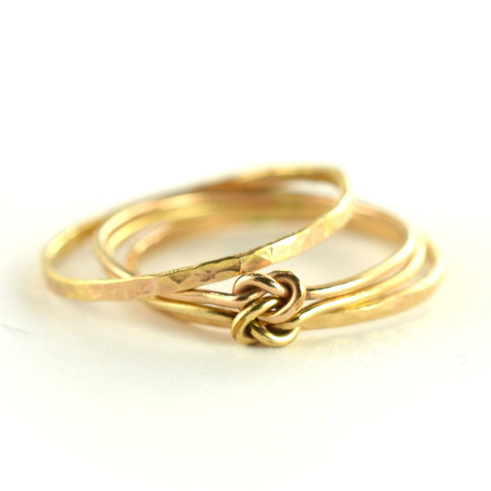 Size 7-7.5 / Gold Double the Love Knot Stacking Ring Set of 3