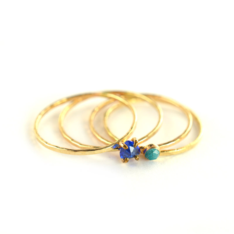 Size 9 / Turquoise & Blue Sapphire Ring Set of 4