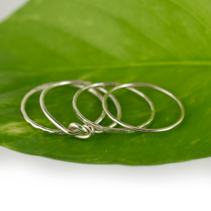 Size 5-5.5 / Sterling Silver Love Knot Stacking Ring Set of 4