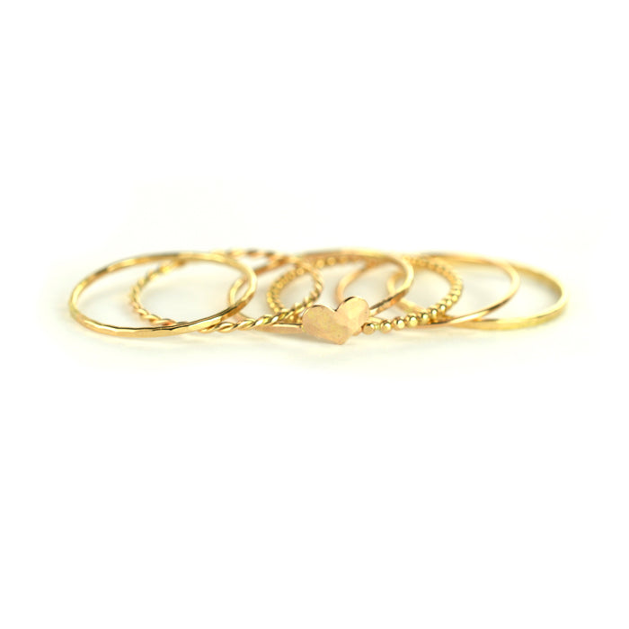 Size 9 / Heart Stacking Ring Set of 6 Rings